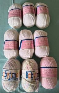 Baby Yarn 3 Ply Cleckheaton/Patons Babytime 9 balls 100% Nylon - Picture 1 of 4