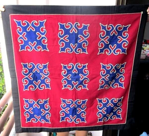 Vintage Lao Yao Mien Tribe Handarbeit Hochzeit Satteldecke - Bild 1 von 2