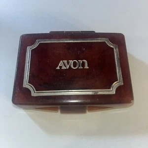 Ancien pinceau compact maquillage poudre corail Avon avec pinceau - Photo 1/7