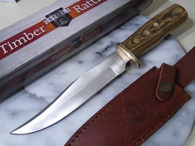 Tmber Rattler Wise Oak Bowie Hunter Knife Fixed Blade w Sheath TR109 12.25" OA - Image 1 of 4
