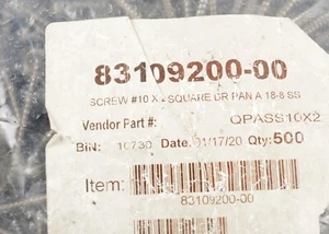 Stainless Steel Square Pan Head Screws 500 #10 x 2 18-8 Sheet Metal Self Tapping - Picture 1 of 2