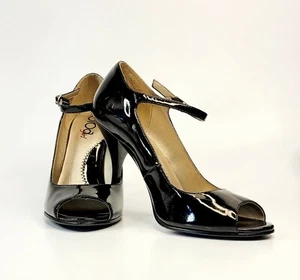 DIBA GIRL JOLENE BLACK PEEP TOE STILETTO MARY JANES HEELS SIZE 6.5M - Picture 1 of 8