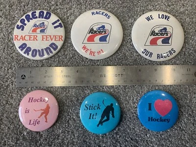 3 - Botones Pinback Vintage Indianápolis Racers Hockey Wayne Gretzky WHA 1970’s Foto 1 de 2