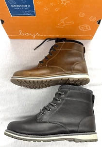 Boys' New SONOMA Lace-Up Fleece Lined Comfort Ankle Shoes - Choice Size & Color - Picture 1 of 9