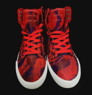 Supra Skytop Muska 001 Estampado Rojo Púrpura Camuflaje Top Alto Patinador Para Mujer Talla 9 Foto 1 de 4