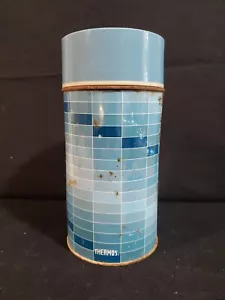 Vintage Thermos King Seeley Blue Checkered Pint with lid, 8.25" Tall Some Rust - Picture 1 of 8