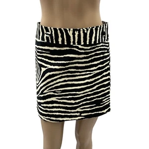 Ideology Womens Zebra Print Mini Wrap Skirt Black Beige A-Line Buttons Stretch 4 - Picture 1 of 10