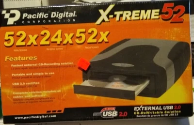 Pacific Digital X-treme 52x24x52 External CD Player Writer Rewrite Drive USB 2.0 - Image 1 of 4