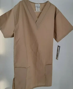 Fundamentals by White Swan Khaki V-Neck Scrub Top Size XS NEW - Picture 1 of 3