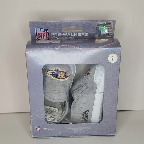 NIB Baltimore Ravens Baby Fanatic Pre Walker Shoes Size 4 9-12 Months New In Box Cover