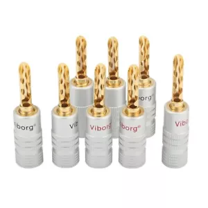 14 Stck. Viborg 24K Vergoldet BFA Bananenstecker Stecker Doppelschrauben Verriegelung - Bild 1 von 5