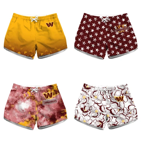 Washington Commanders Womens Lightweight Drawstring Shorts Summer Pocket Shorts Cover