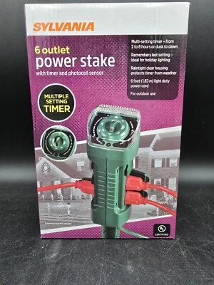 Sylvania 6-outlet Power Stake with Timer and Photocell Sensor 6 Ft Cord Outdoor  - Image 1 of 4