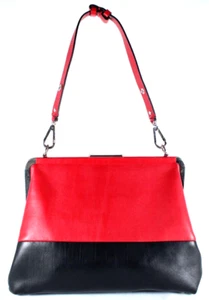 MARNI Lipstick Red & Black Colorblock Leather Structured Shoulder Bag - Picture 1 of 19