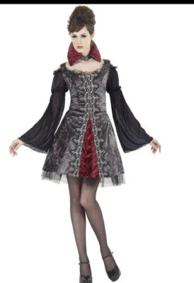VESTIDO VAMPIRO CREPÚSCULO MEDIEVAL GÓTICO VAMPIRO DISFRAZ HALLOWEEN OSFM Usado Una Vez Foto 1 de 4