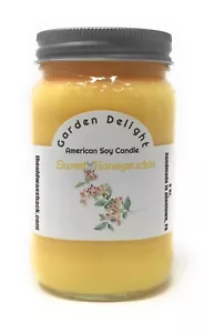 Sweet Honeysuckle - Pure Soy Candle - Hand Poured In Mason Jar - SHIPS FREE - Picture 1 of 2