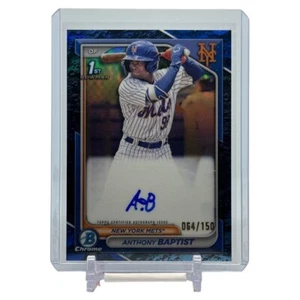 2023 Bowman Chrome Anthony Baptist 1st Blue Lunar Crater Auto SP /150 Mets - Picture 1 of 2