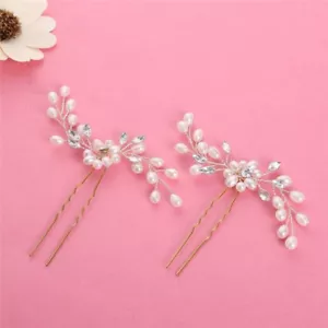 Damen Kunstperlen Blume Haarspange Haarnadel Hochzeit Braut Haarschmuck IT - Bild 1 von 15
