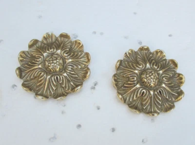 Brass Flower Ormolu Furniture Decoration Hardware Mount Flower Antique 2.75" - Image 1 of 4