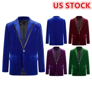Boys Velvet Formal Suit Jacket One Button Blazer Coat for Wedding Birthday Party - Picture 1 of 32