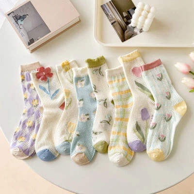 Pacote com 5 meias finas transparentes casuais verão malha renda feminina feminina feminina feminina - Imagem 1 de 4