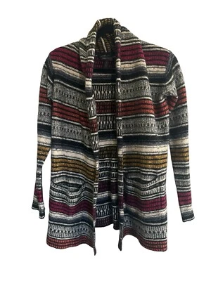 Suéter Cárdigan Abierto BCBG Max Azria XXS/XS Mezcla Cachemira Angora Rayas #3145 Foto 1 de 4