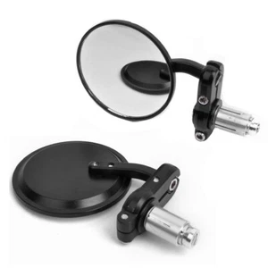 Black 7/8" Handle Bar End Motorcycle Side Mirrors For Suzuki DRZ400 DRZ 400SM - Picture 1 of 10