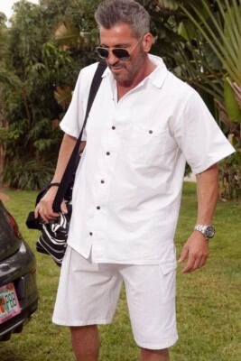 Мужская рубашка ручной работы из перуанского органического сплетенного хлопка на пуговицах ПЛЮС 4X - Изображение 1 из 4