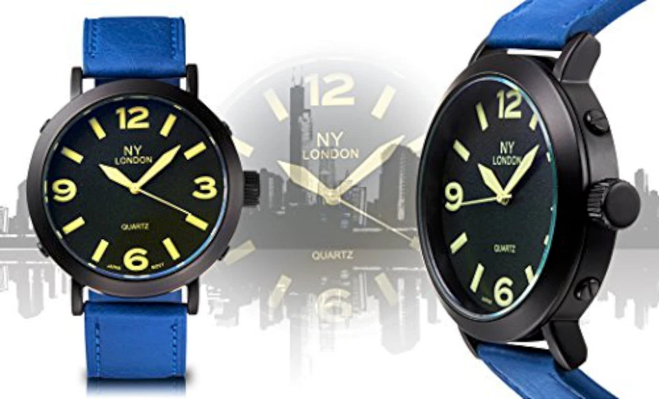 NUEVO NY London 4776 Hombre Colección Arquetipo Azul Marino Cuero Brillante Reloj Informal Foto 1 de 1