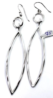 Sterling Silver RCI Marquise Long Drop Dangle Earrings 3.6"in Long - Image 1 of 4