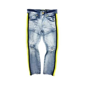 New Kid's Elite Premium Mach Kids Stripe Jeans Aged Wash Size 4-5 Brand New! - Picture 1 of 1