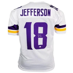 Camiseta de fútbol blanca firmada por Justin Jefferson de Minnesota (Beckett) - Imagen 1 de 3