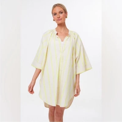 Vestido Tuckernuck Pomander Place Pia Algodón Rayas Natación Cubre Amarillo Tostado XL Foto 1 de 4