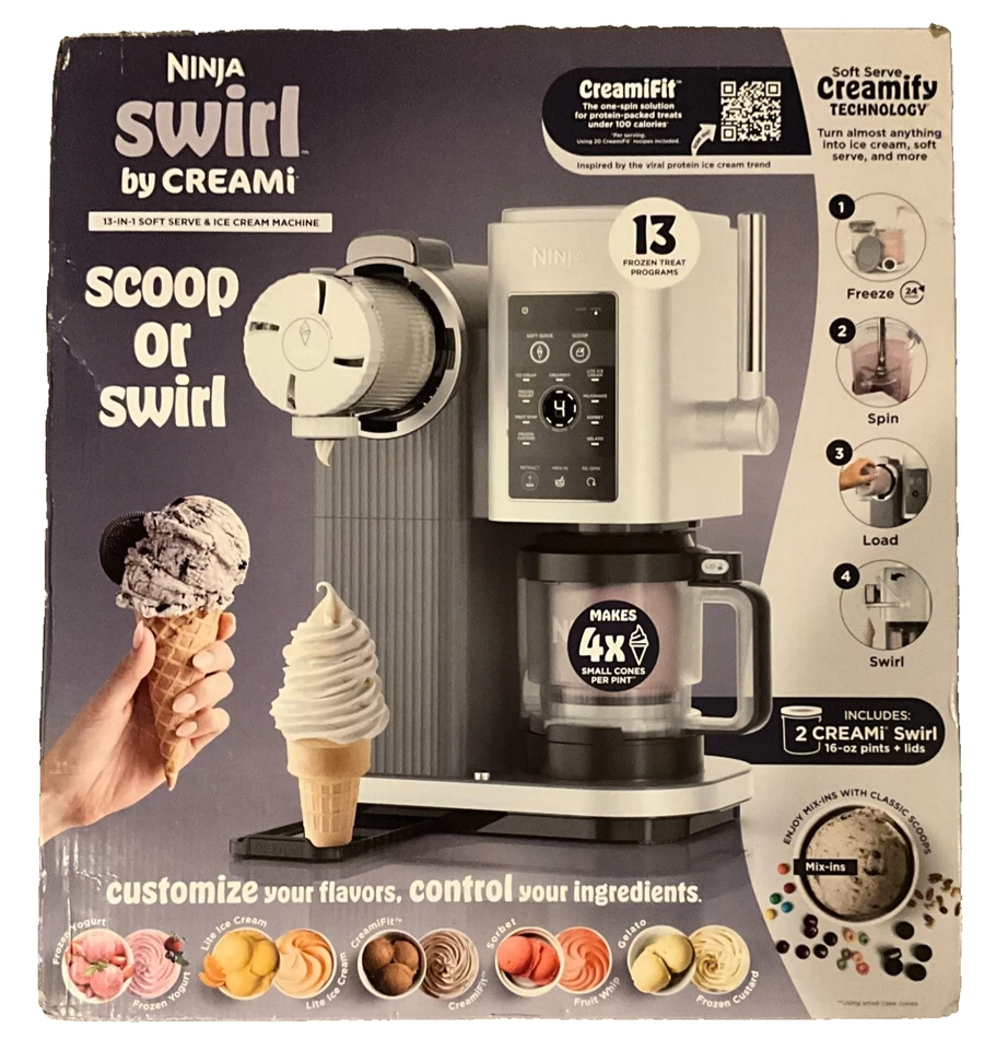 Ninja Swirl by Creami Ice Cream and Soft Serve Maker NC701 120 V Ship