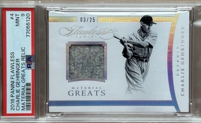 🔥🔥POP 1 2016 PANINI FLAWLESS CHARLIE GEHRINGER JERSEY PATCH MATERIALS /25 - Image 1 of 3