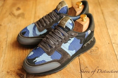 Valentino Blue Canvas Camo Shoes Trainers Sneakers Men UK 7 US 8 EU 41 - Image 1 of 4
