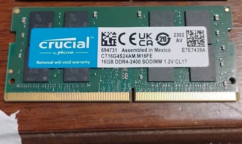 Crucial 16GB DDR4 2400 MHz PC4-19200 2Rx8 SODIMM Laptop Memory RAM  - Image 1 of 1