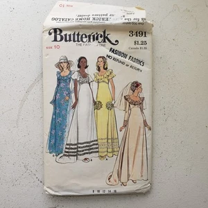 70er Jahre Vintage Butterick 3491 Cottage Core Braut Brautkleid Schnittmuster - Bild 1 von 3