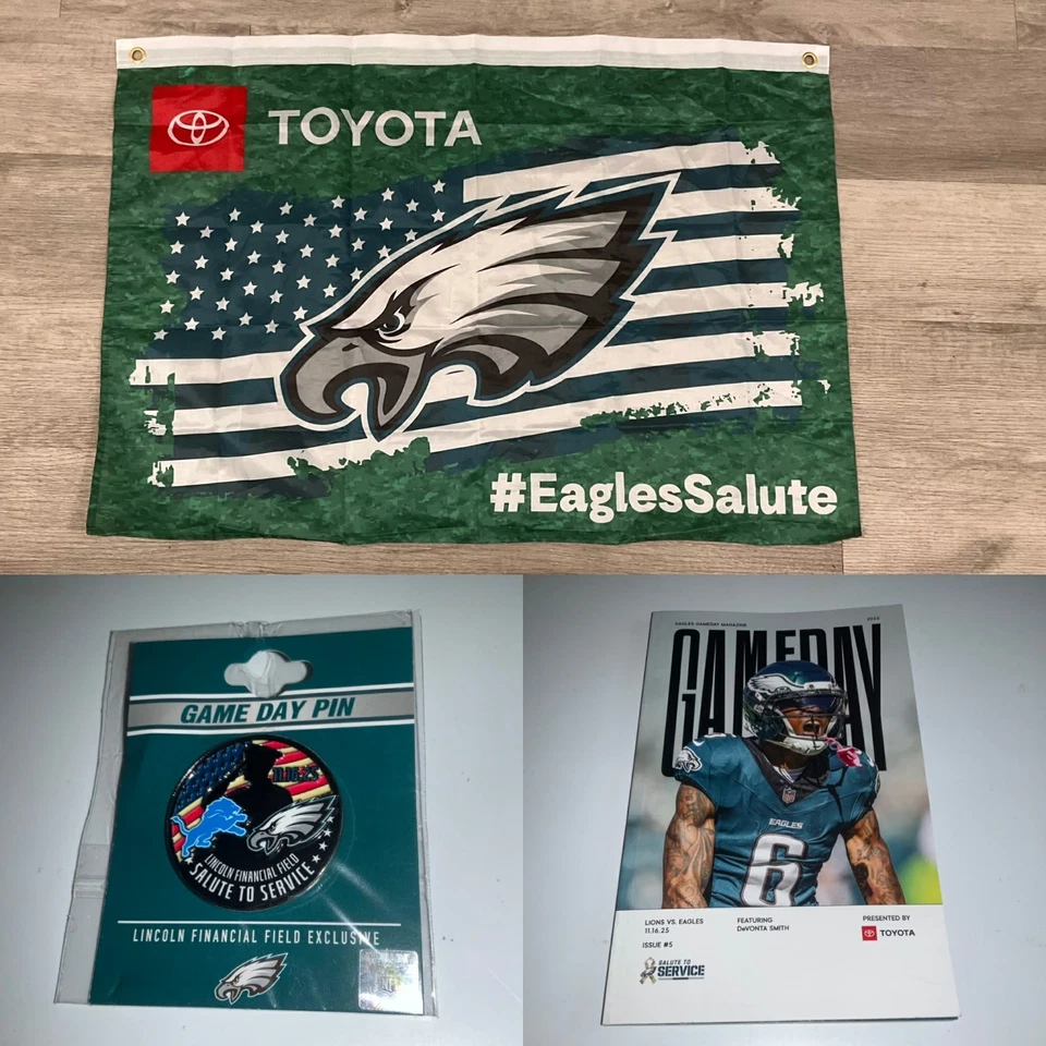EAGLES GAME DAY PIN-PROGRAM LEONES 16/11/25 SALUDO AL SERVICIO BANDERA BANNER SGA Foto 1 de 1