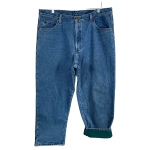 Vintage LL Bean Relaxed Fit Double L Flannel Lined Jeans Mens 40x30 Blue Denim - Picture 1 of 6