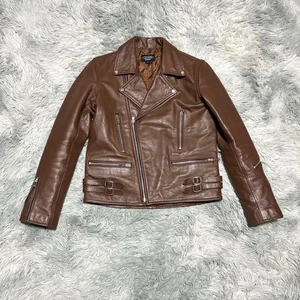 HORN WORKS Buffalo 3 Brown Double Riders Leather Jacket XS-S Men's M Women's - Picture 1 of 12