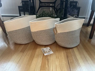 Paquete de 3 cestas tejidas YOUDENOVA para almacenamiento, cestas de cuerda de algodón para juguetes ¡NUEVO!! Foto 1 de 4