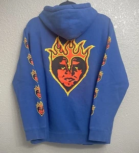 Vintage Obey Hoodie Mens M Blue Sweatshirt Propaganda Skate Punk Emo Sweater Y2K - Picture 1 of 7