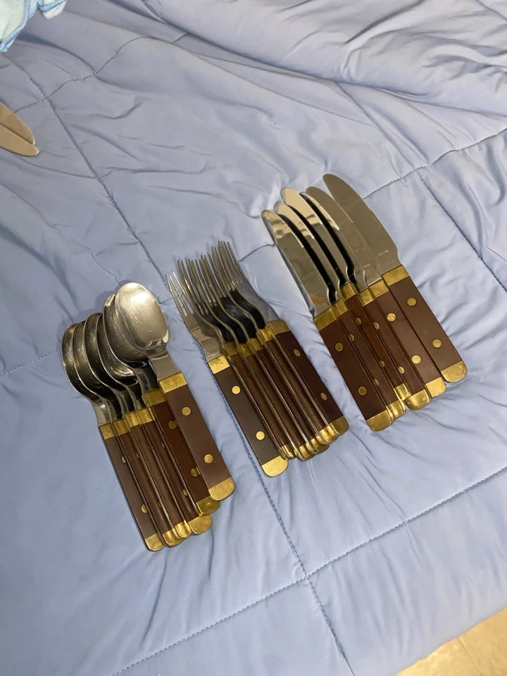 Gense Sweden Flatware Set (18 pcs) Wood & Brass Handles Scandinavian Design - Image 1 of 1