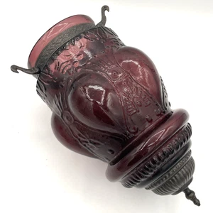 Antike hängende seltene Amethyst lila Glas Glocke Glas Kerze Laterne Anhänger - Bild 1 von 11