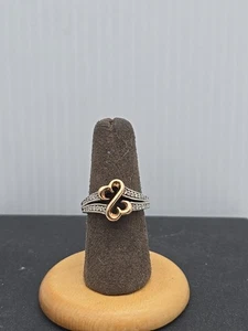 Anello in oro 14 kt e argento sterling misura 7 - Foto 1 di 7