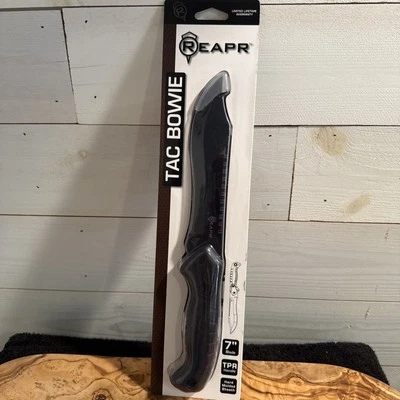 Nuevo Cuchillo Fijo Reapr Tac Bowie 7" Sawback 420 Hoja de Clip de Acero Negro Mango TPR Foto 1 de 4