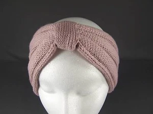 Mauve Pink turban knot style knit ear muffs head band wrap warmers ski headband - Picture 1 of 5