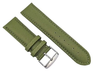 Bracelet Montre Tissu 18, 20, 22, 24mm Vert Couture Glaise En de Rechange / D30 - Picture 1 of 4