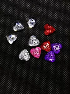 Bling Bling Hearts Plastic Buttons/Two Holes Buttons/Doll Making/10 Pieces - Picture 1 of 3